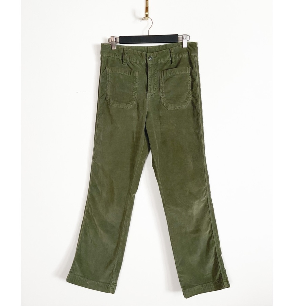 Free People Womens High Time Velvet Kick Flare Pants Olive Green size 8